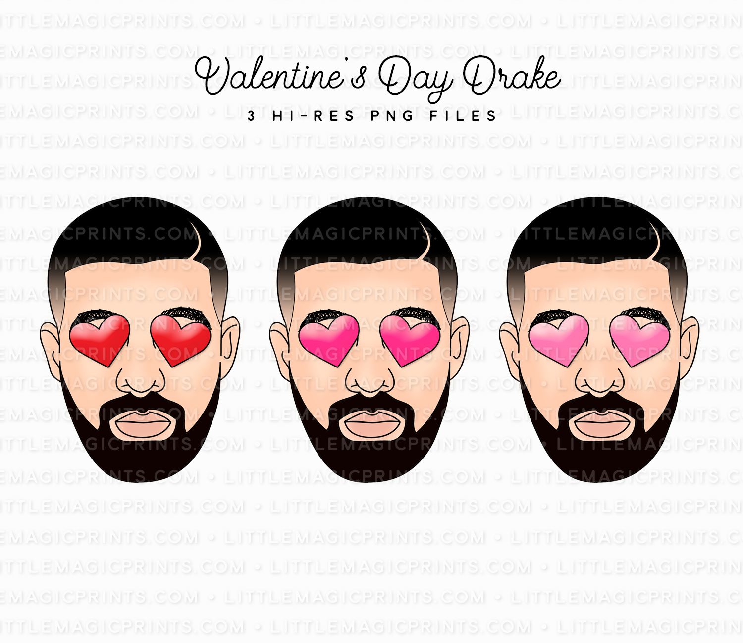 Valentine’s Day Drake Heart Eyes Set Little Magic Prints